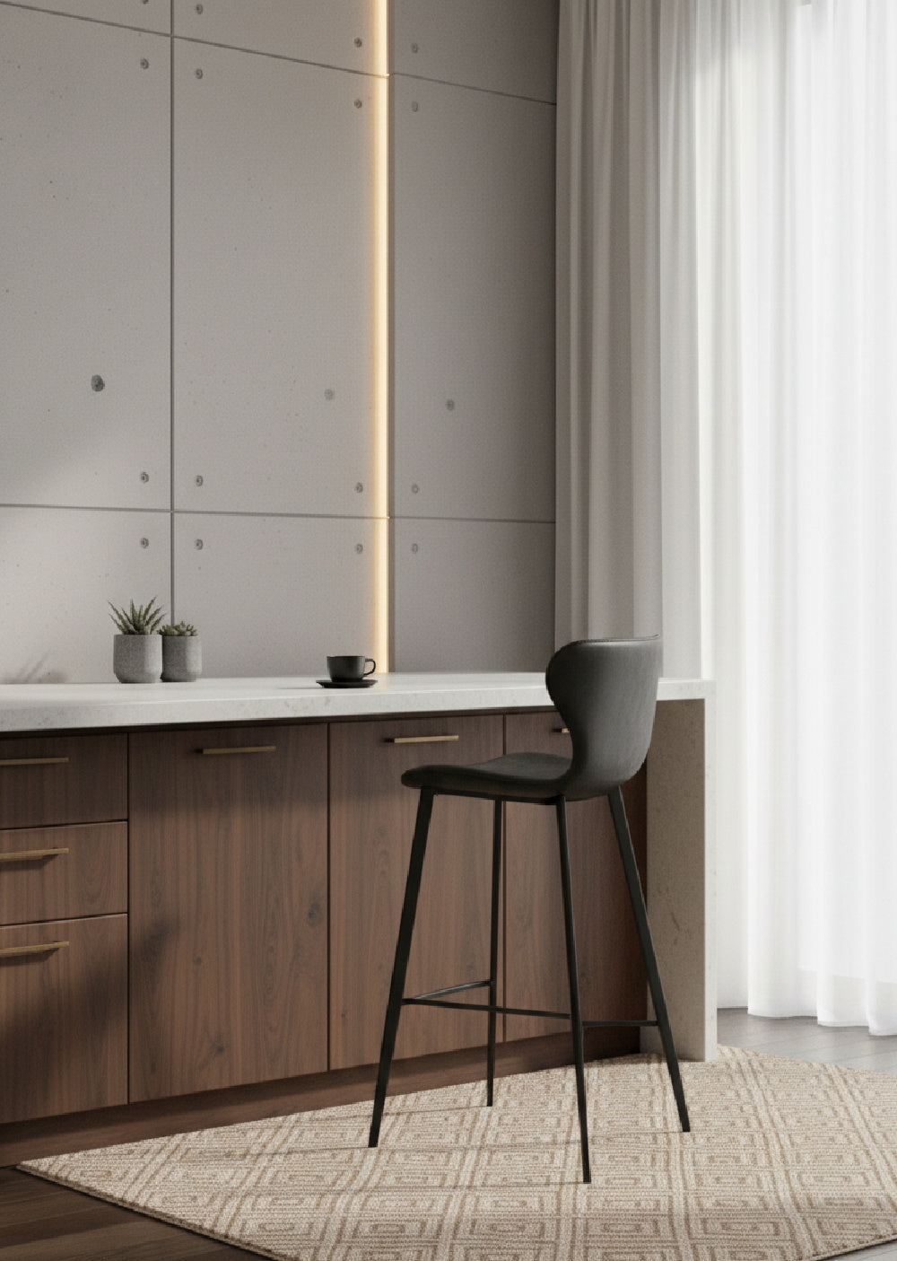 Modern European furniture - Clamshell Style Tufted Bar Stool - www.oroa.com