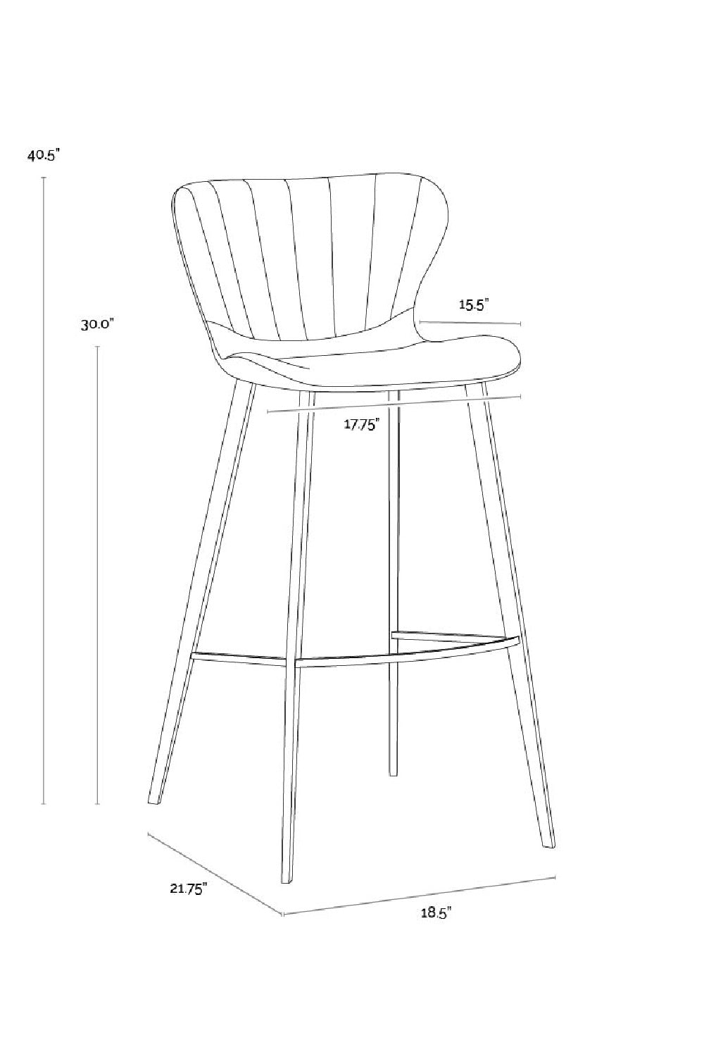 Clamshell Style Tufted Bar Stool by Splendido Arabella Barstool, alternate view 10