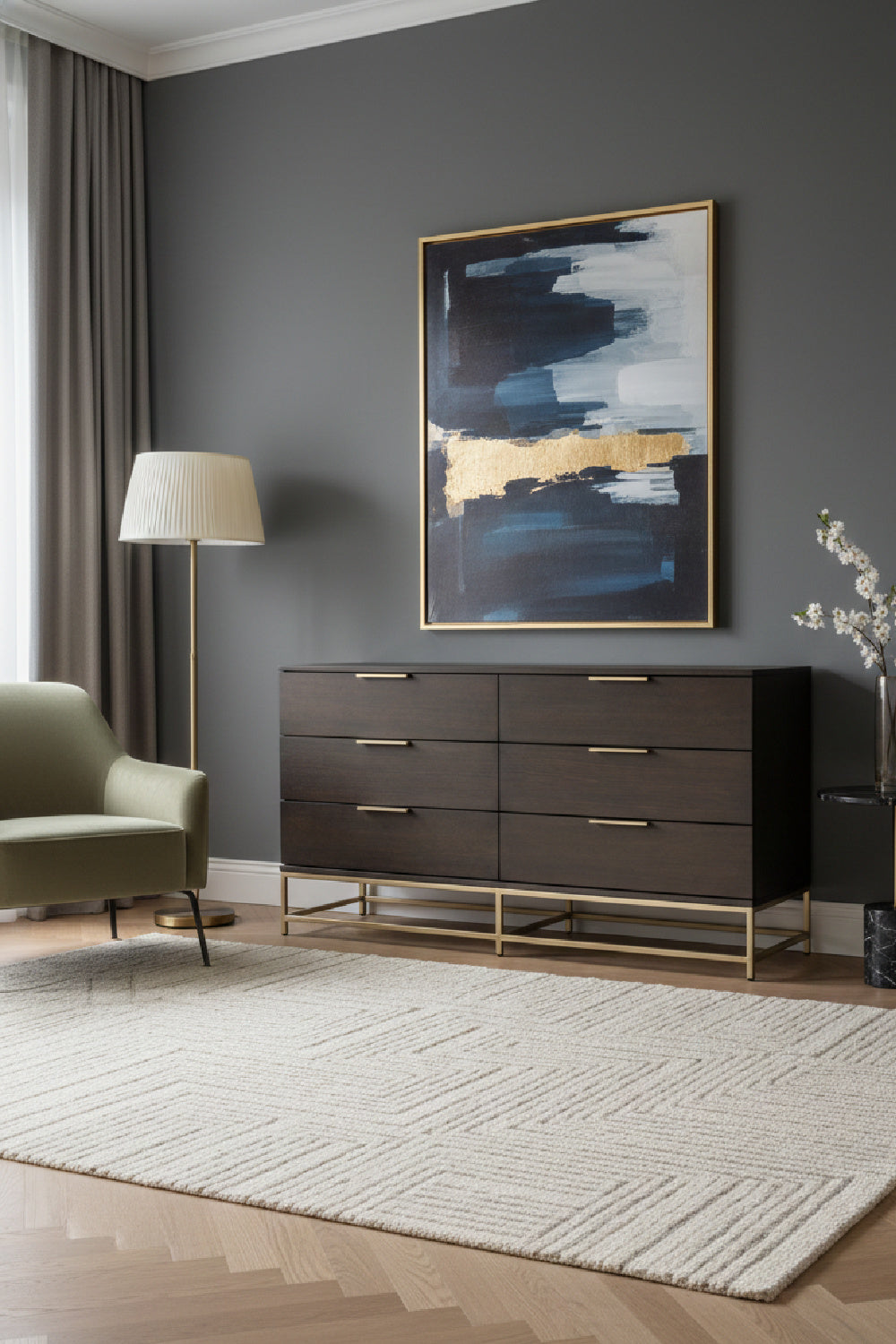 Dark Gray Oak 6-Drawer Dresser by Splendido Rebel, alternate view 2