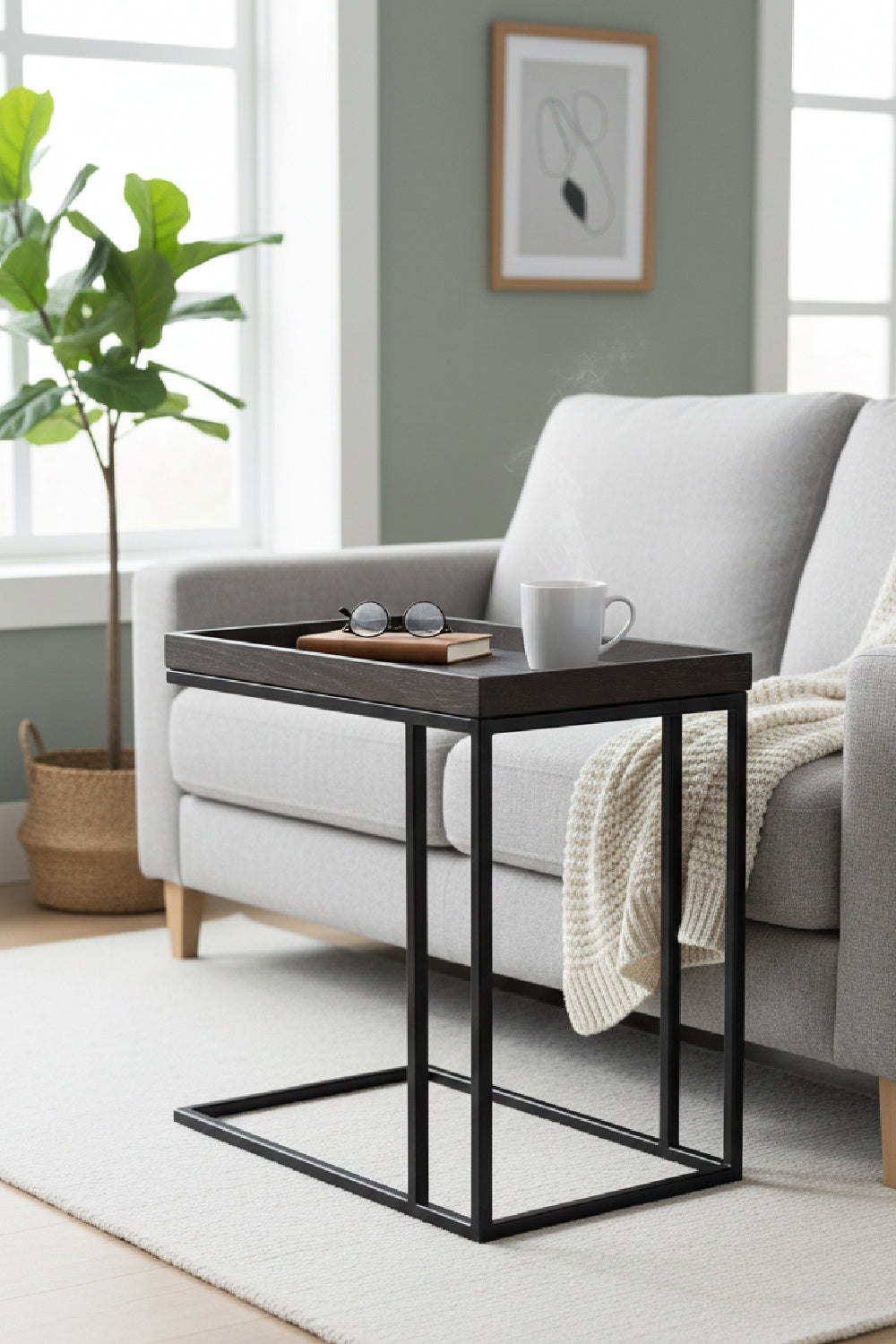 Gray Oak C-Shaped Side Table by Splendido Arden, alternate view 2