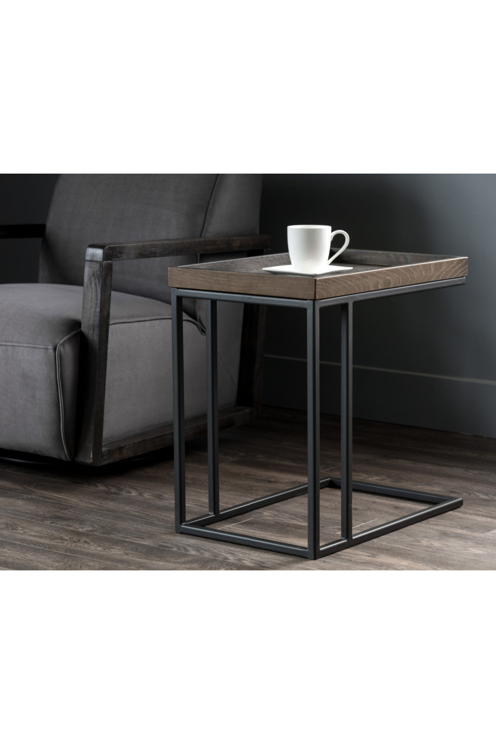 Gray Oak C-Shaped Side Table by Splendido Arden, alternate view 7