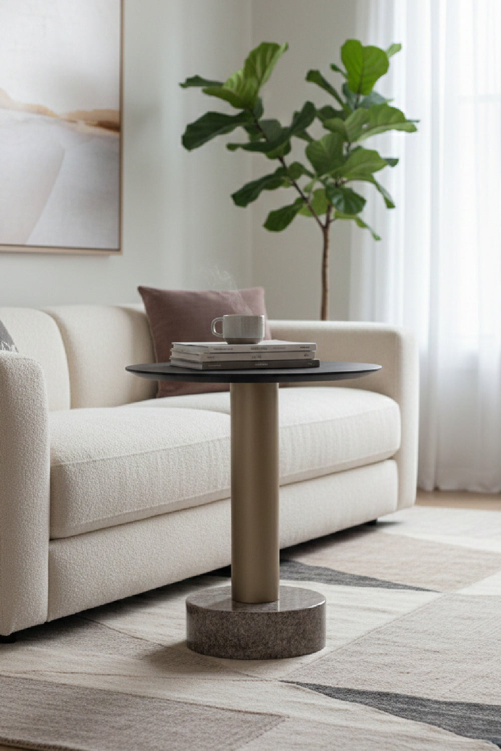 Black Oak Top End Table by Splendido Monaco Side Table, alternate view 2