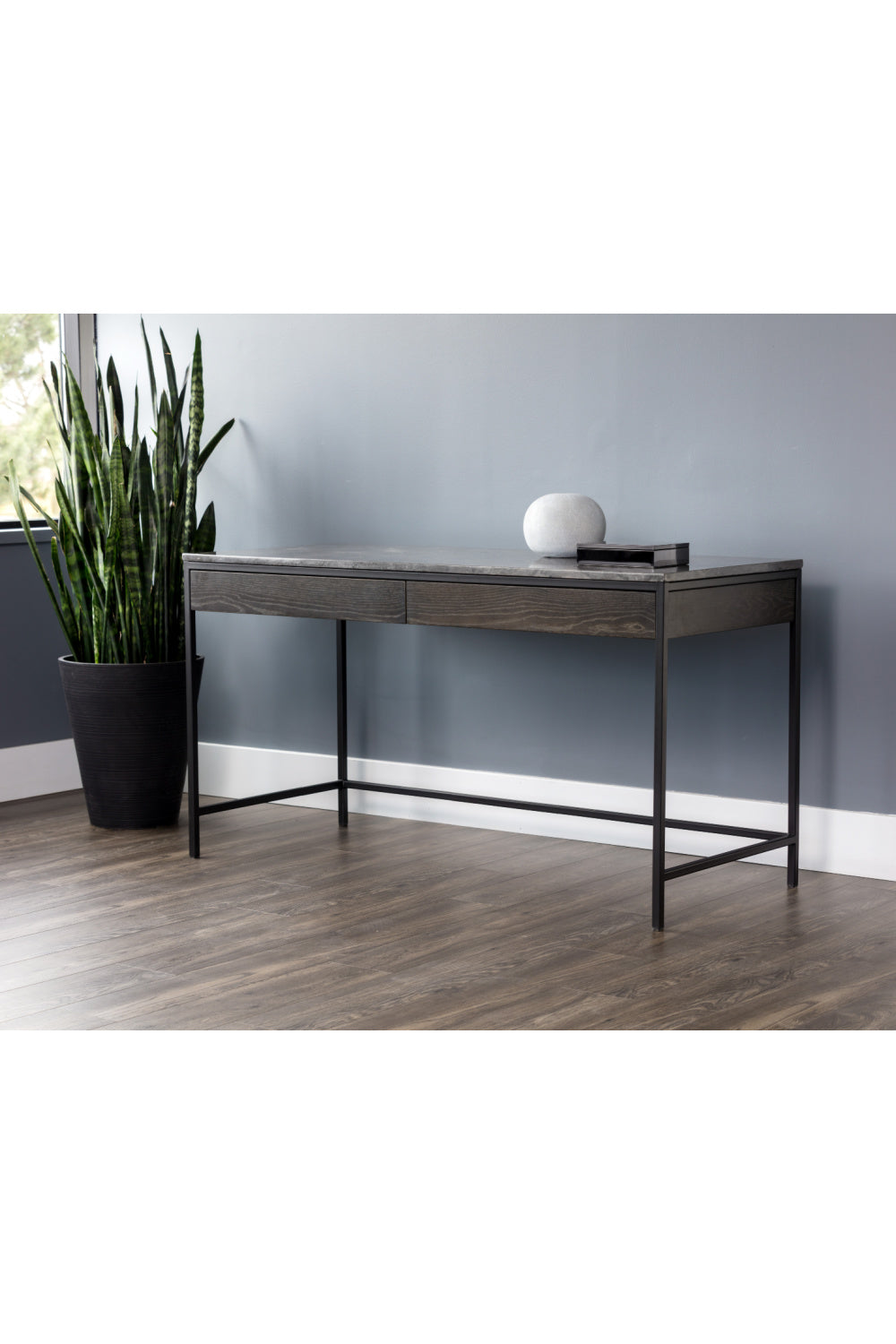 Gray Marble 2-Drawer Console Table by Splendido Stamos, alternate view 6