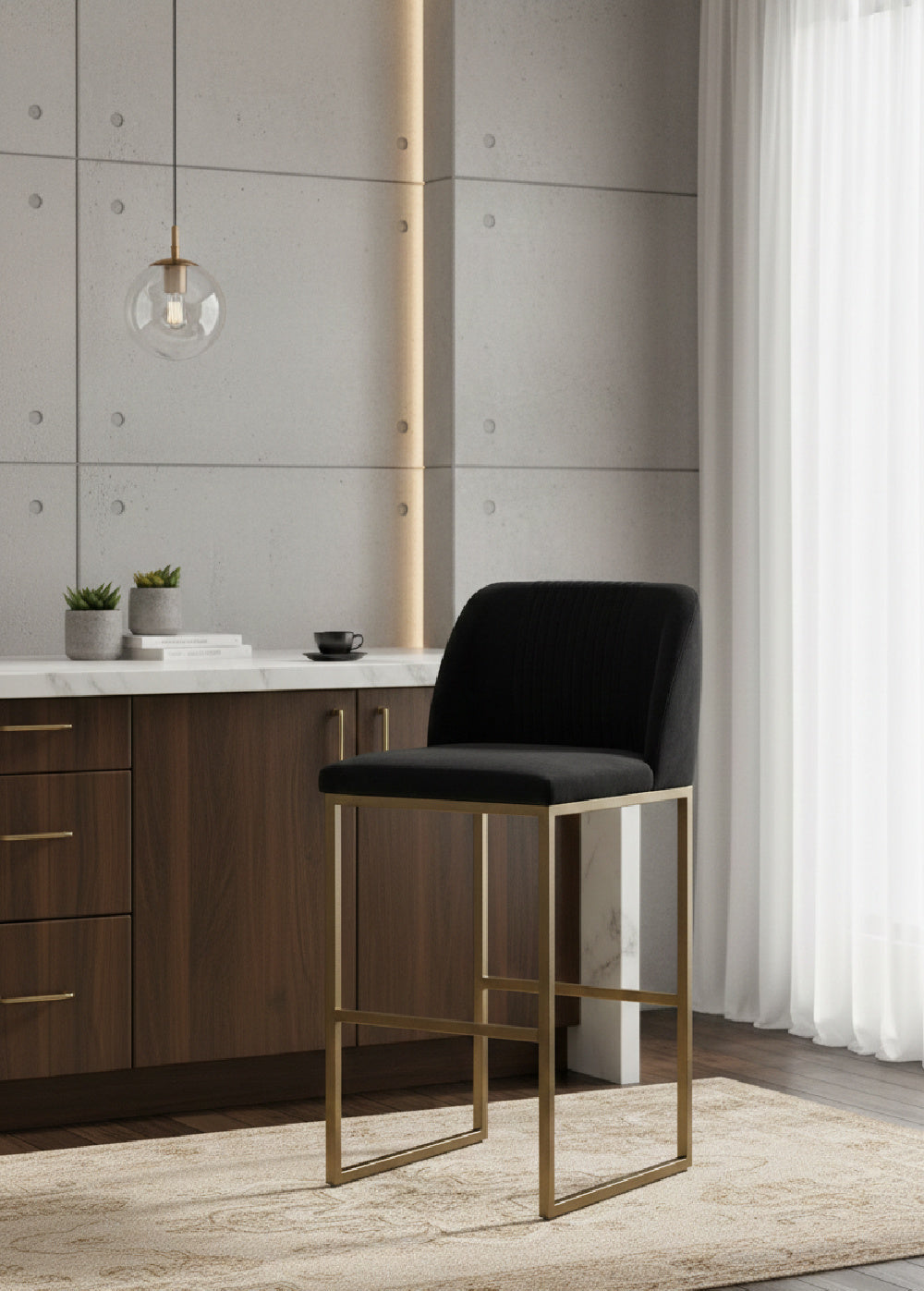 Gray Runch-Back Bar Stool by Splendido Nevin Barstool, alternate view 2