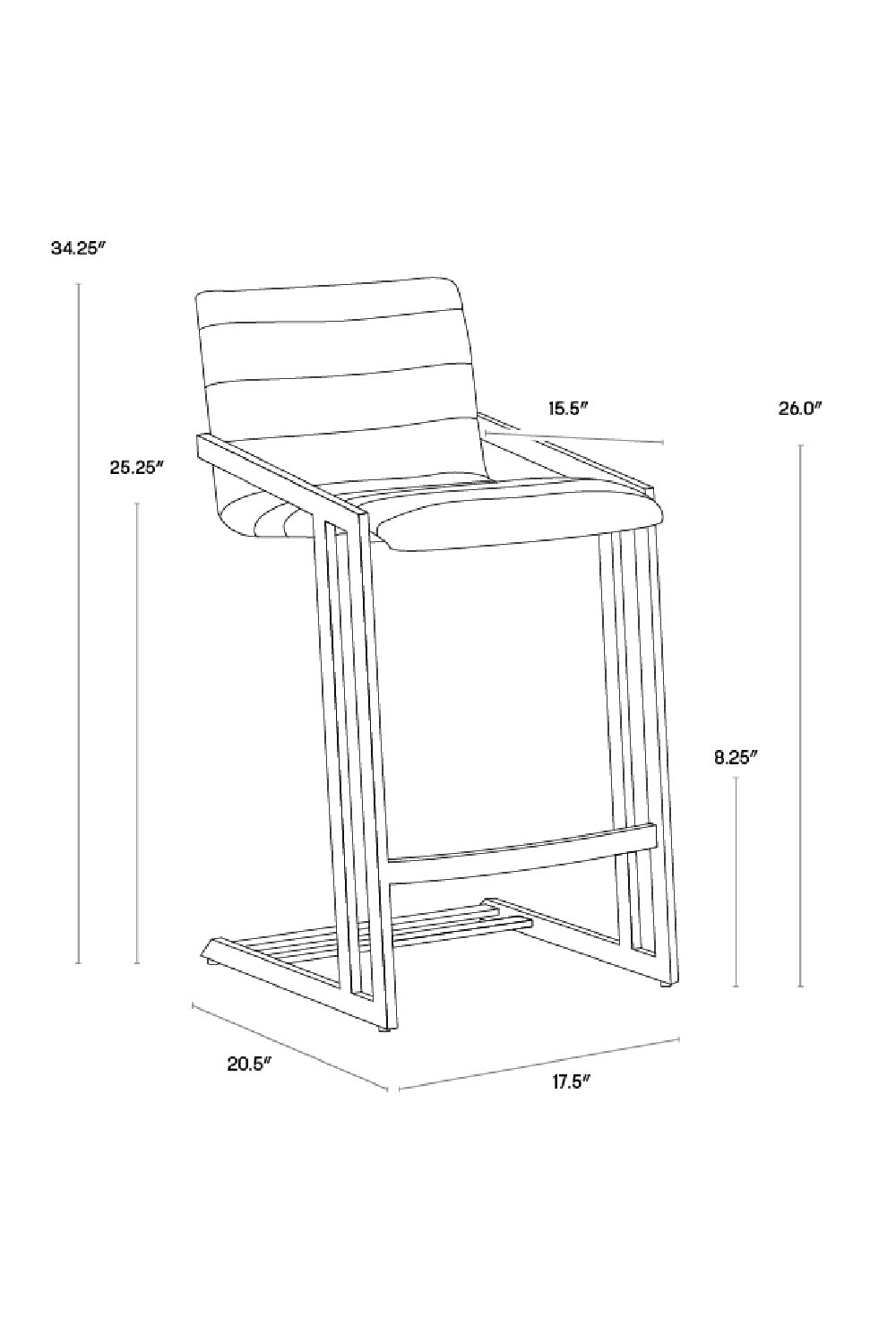 Channel-Tufted Counter Stool by Splendido Webber, alternate view 7