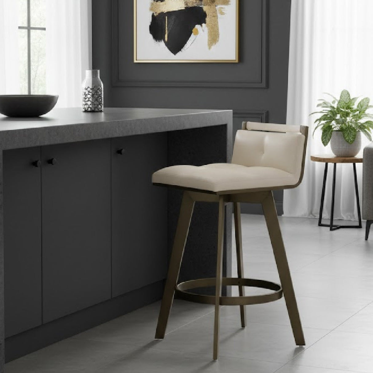 Swivel Counter Stool with Metal Frame by Splendido Arizona, alternate view 2