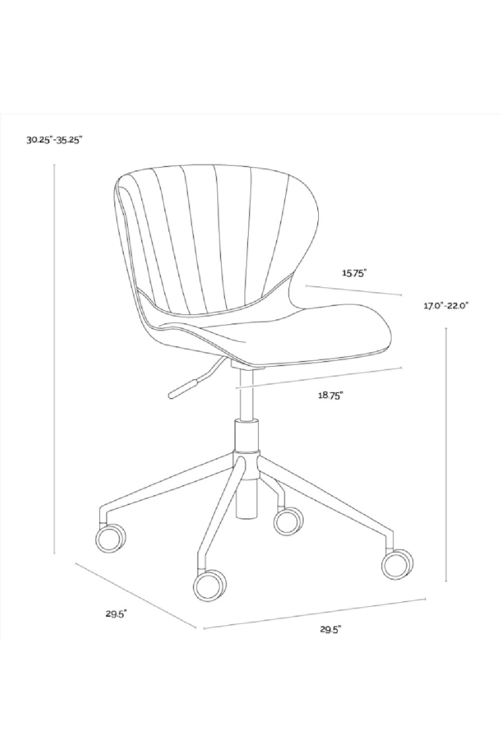 Clamshell Tufted Back by Splendido Arabella Office Chair, alternate view 7