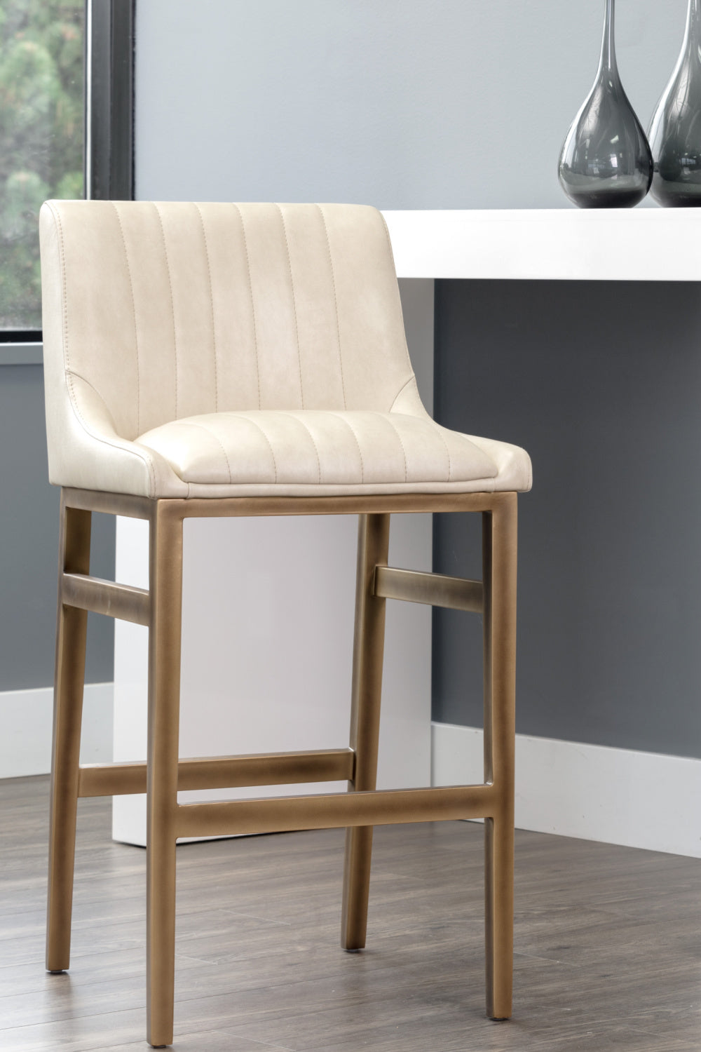 Leather-Look Vertical-Channeled Bar Stool by Splendido Halden Barstool, alternate view 2
