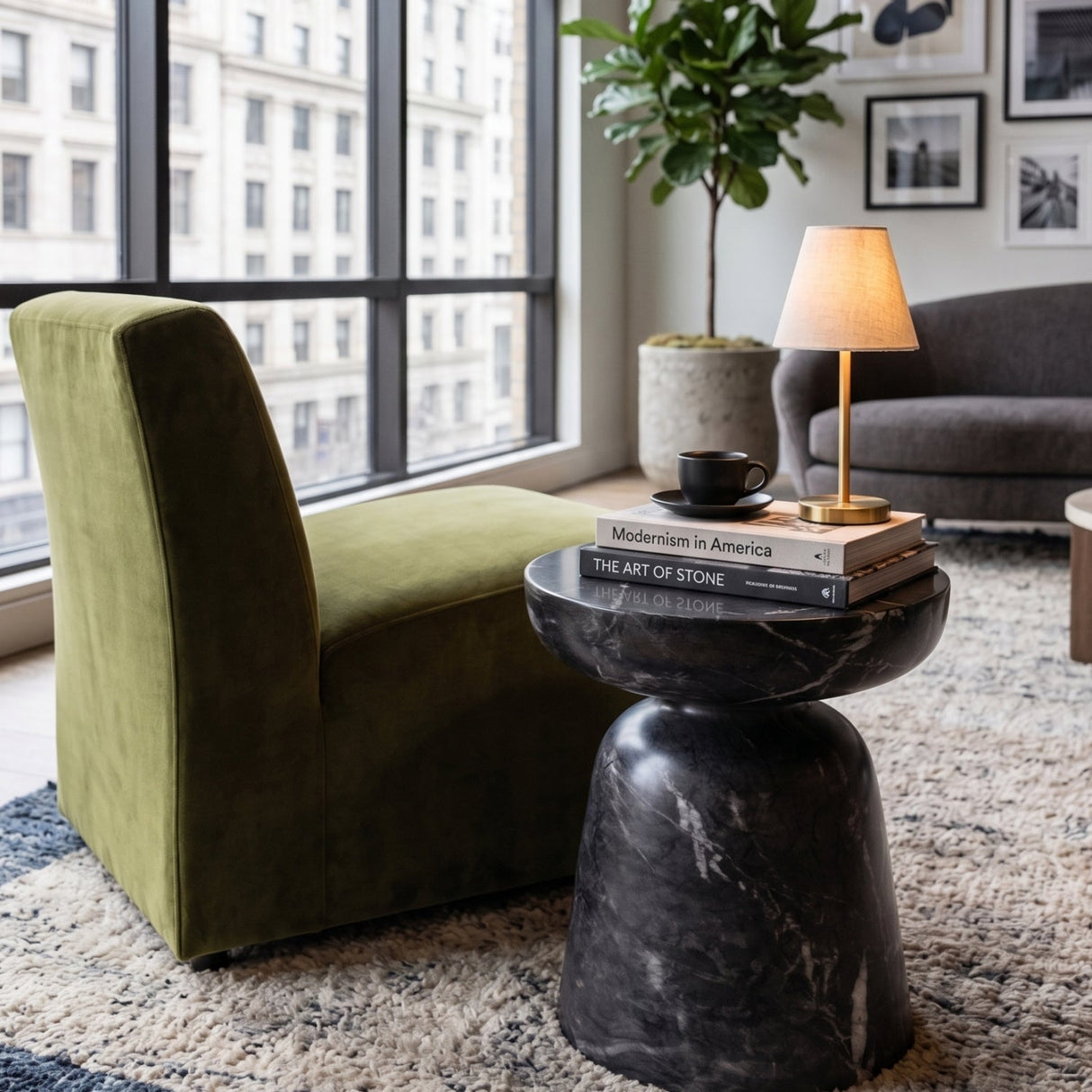 Marble-Look Indoor/Outdoor End Table by Splendido Lucida Side Table, alternate view 14
