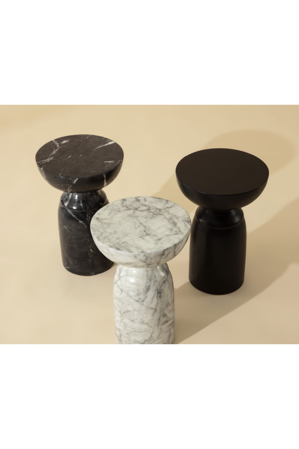 Modern European furniture - Round Marble-Look Indoor/Outdoor End Table - www.oroa.com