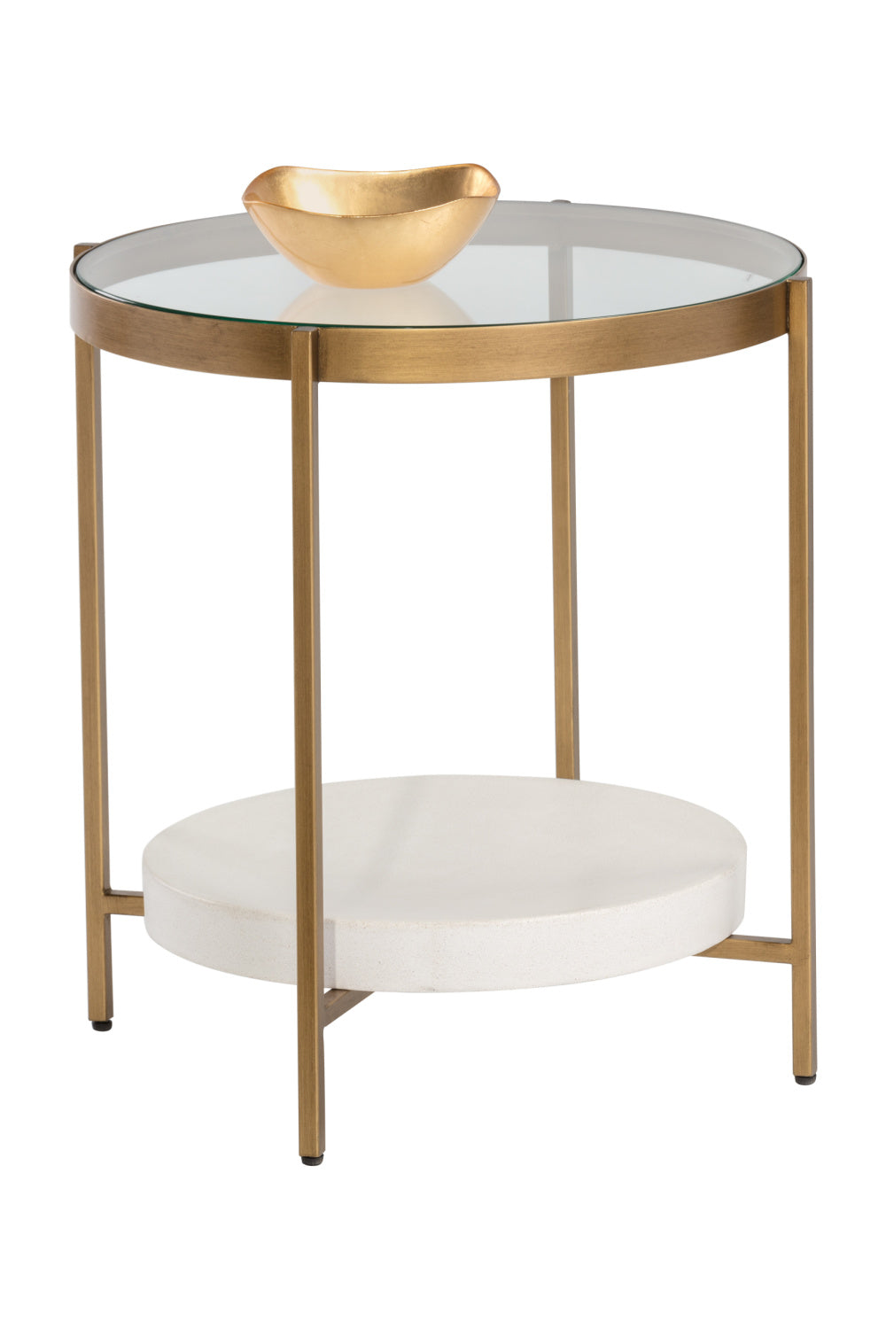 Gold Framed Glass Side Table by Splendido Gia, alternate view 3