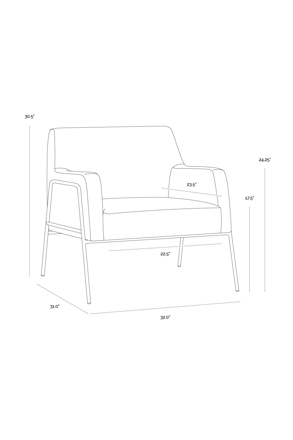 Fabric Upholstered Lounge Chair by Splendido Cybil Accent Chair, alternate view 9