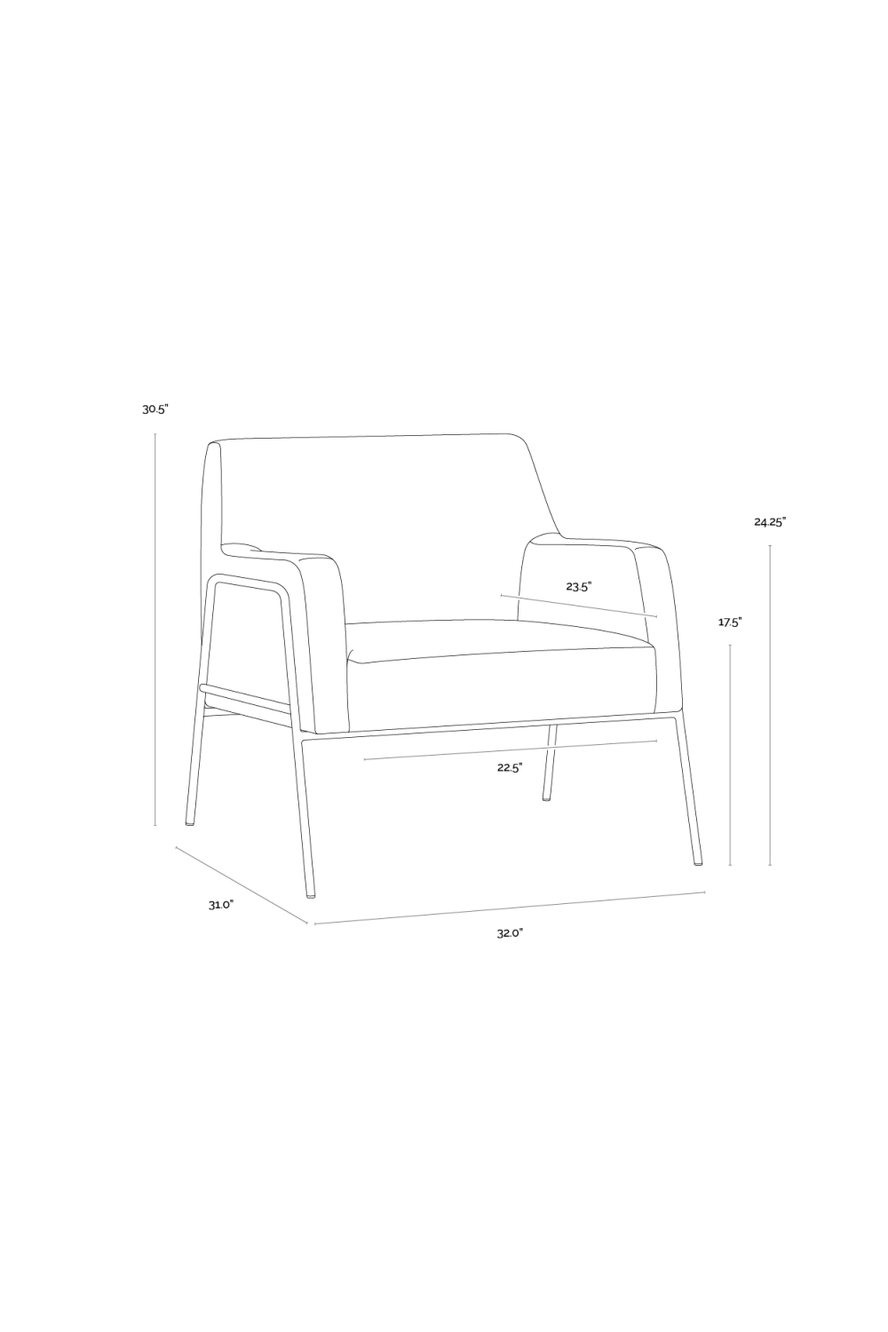 Fabric Upholstered Lounge Chair by Splendido Cybil Accent Chair, alternate view 23