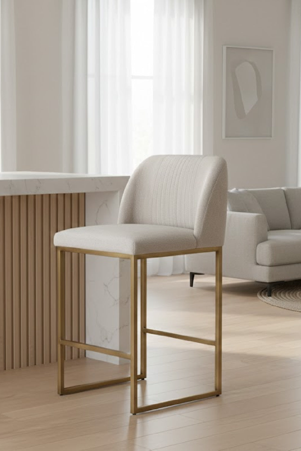 Ruched-Back Fabric Counter Stool by Splendido Nevin, alternate view 2