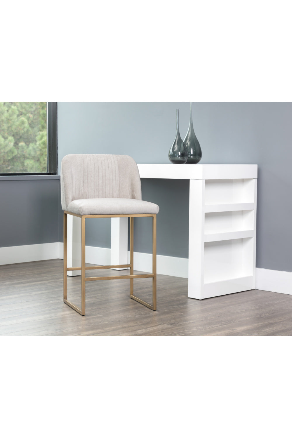 Ruched-Back Fabric Counter Stool by Splendido Nevin, alternate view 8