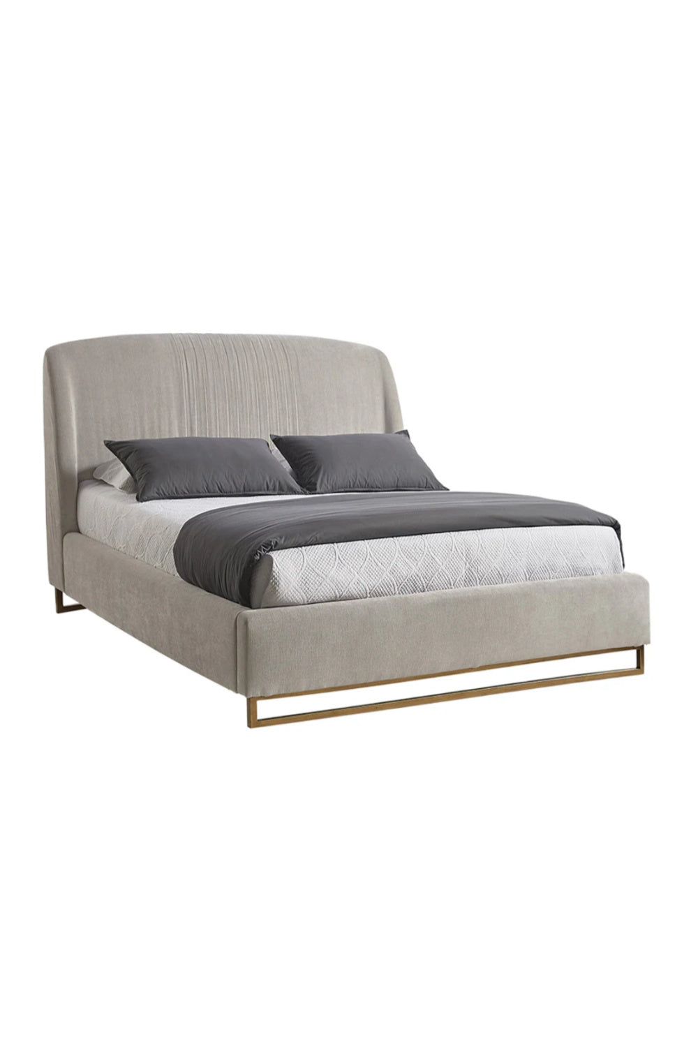 Gray Ruched Headboard Bed | Splendido Nevin | Oroa.com
