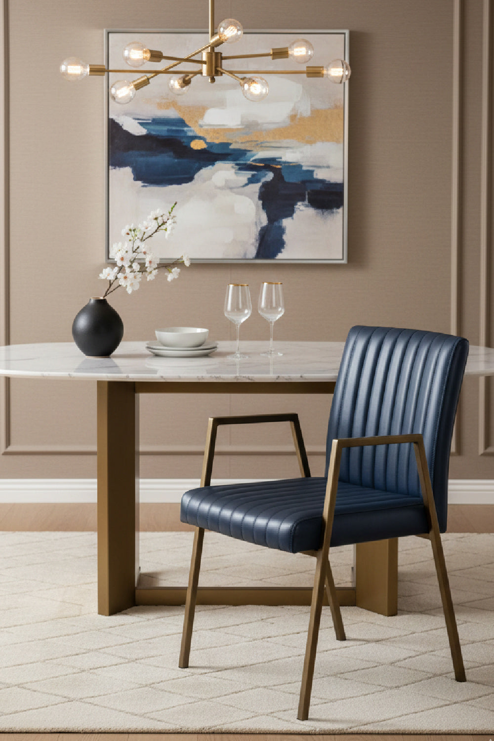 Channeled Leather Look Dining Chair by Splendido Homer, alternate view 12