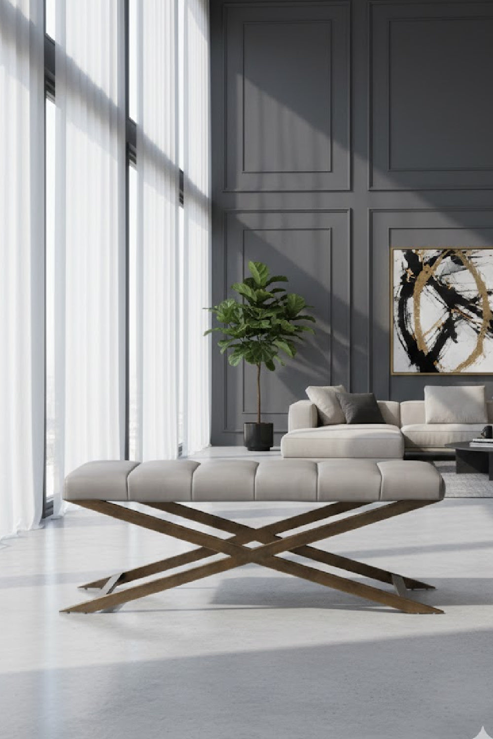 Channel Tufted Bench by Splendido Kammi, alternate view 8