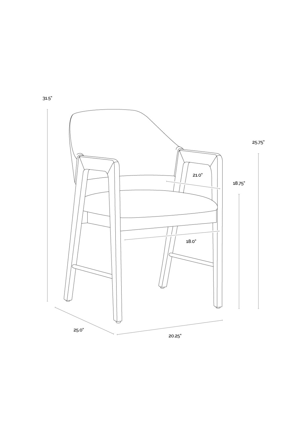 Smoked Acacia Frame Dining Chair by Splendido Milton, alternate view 8