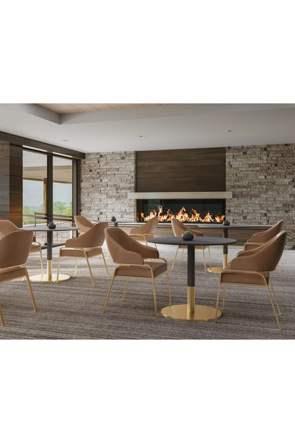 Round Black Marble Bistro Table by Splendido Massie Dining Table, alternate view 10