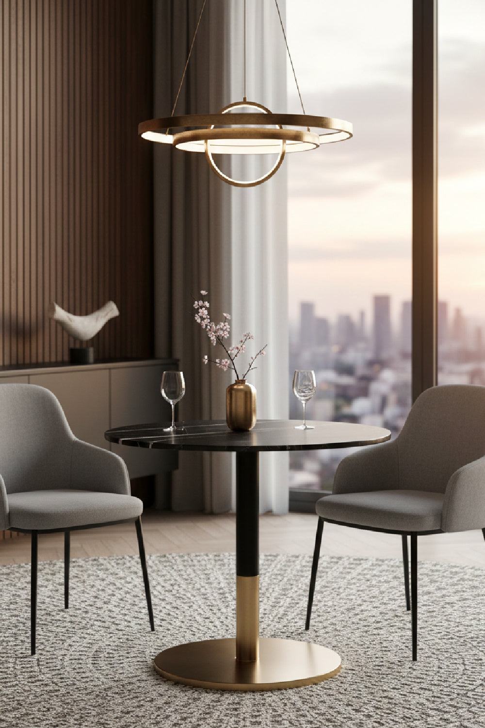 Round Black Marble Bistro Table by Splendido Massie Dining Table, alternate view 2