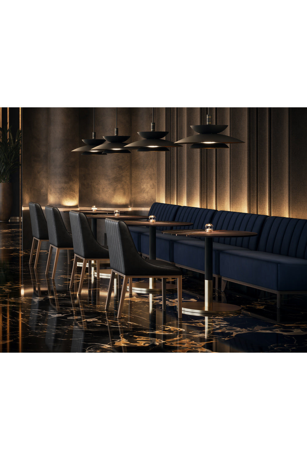 Round Black Marble Bistro Table by Splendido Massie Dining Table, alternate view 9