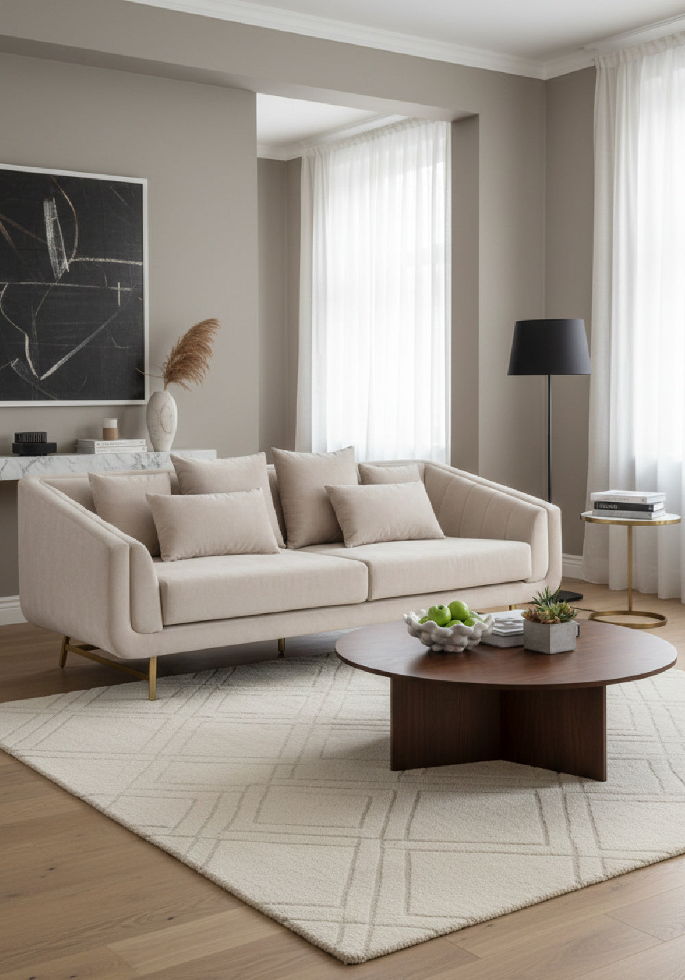 Channeled-Back 6-Cushion Sofa by Splendido Veera, alternate view 2