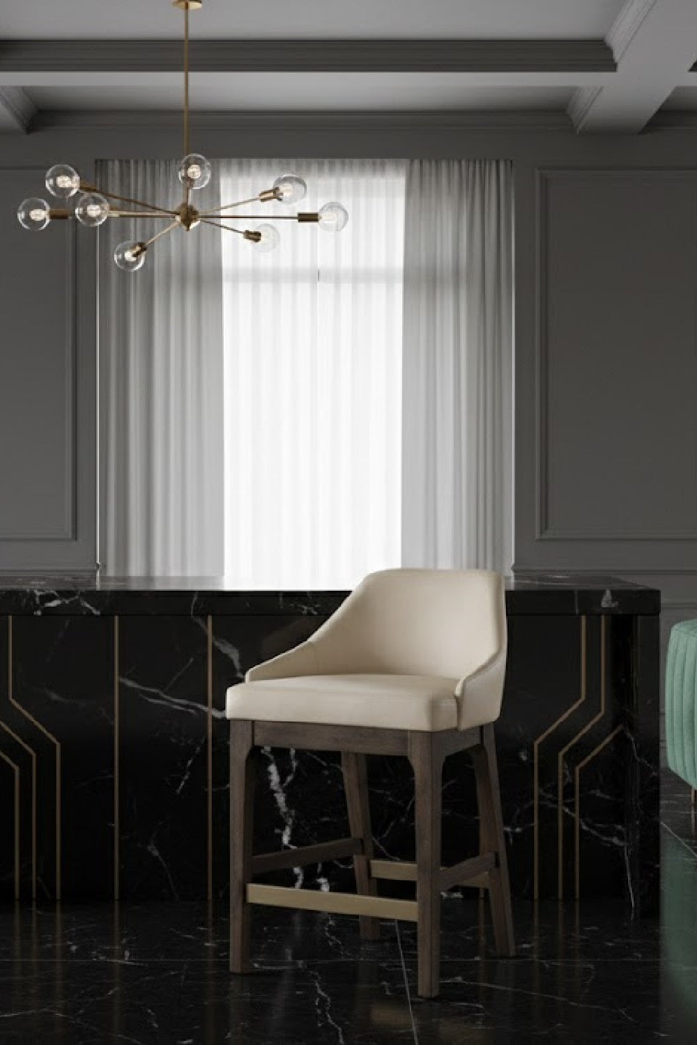 Cream Leather Look Counter Stool by Splendido Kace, alternate view 2
