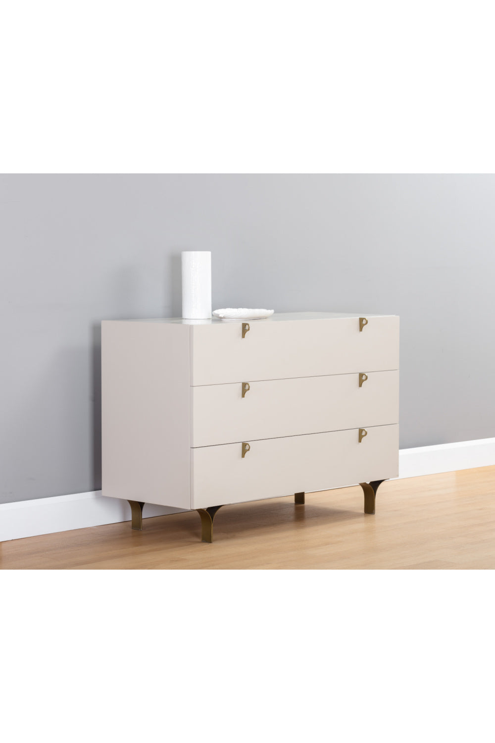 Cream Rubberwood 3-Drawer Dresser by Splendido Celine, alternate view 8