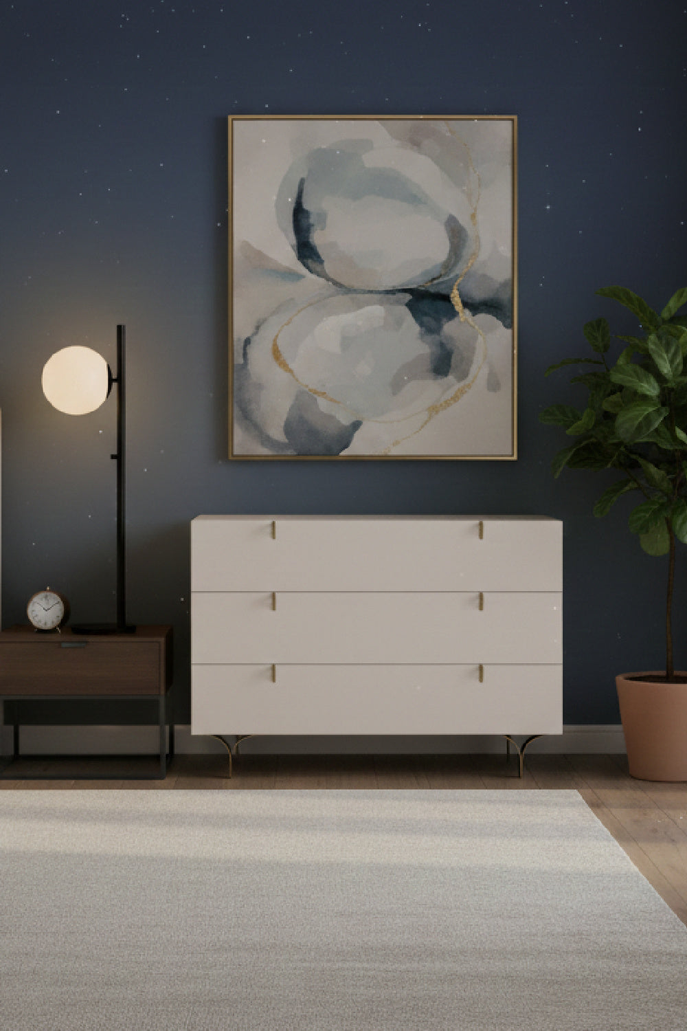 Cream Rubberwood 3-Drawer Dresser by Splendido Celine, alternate view 2