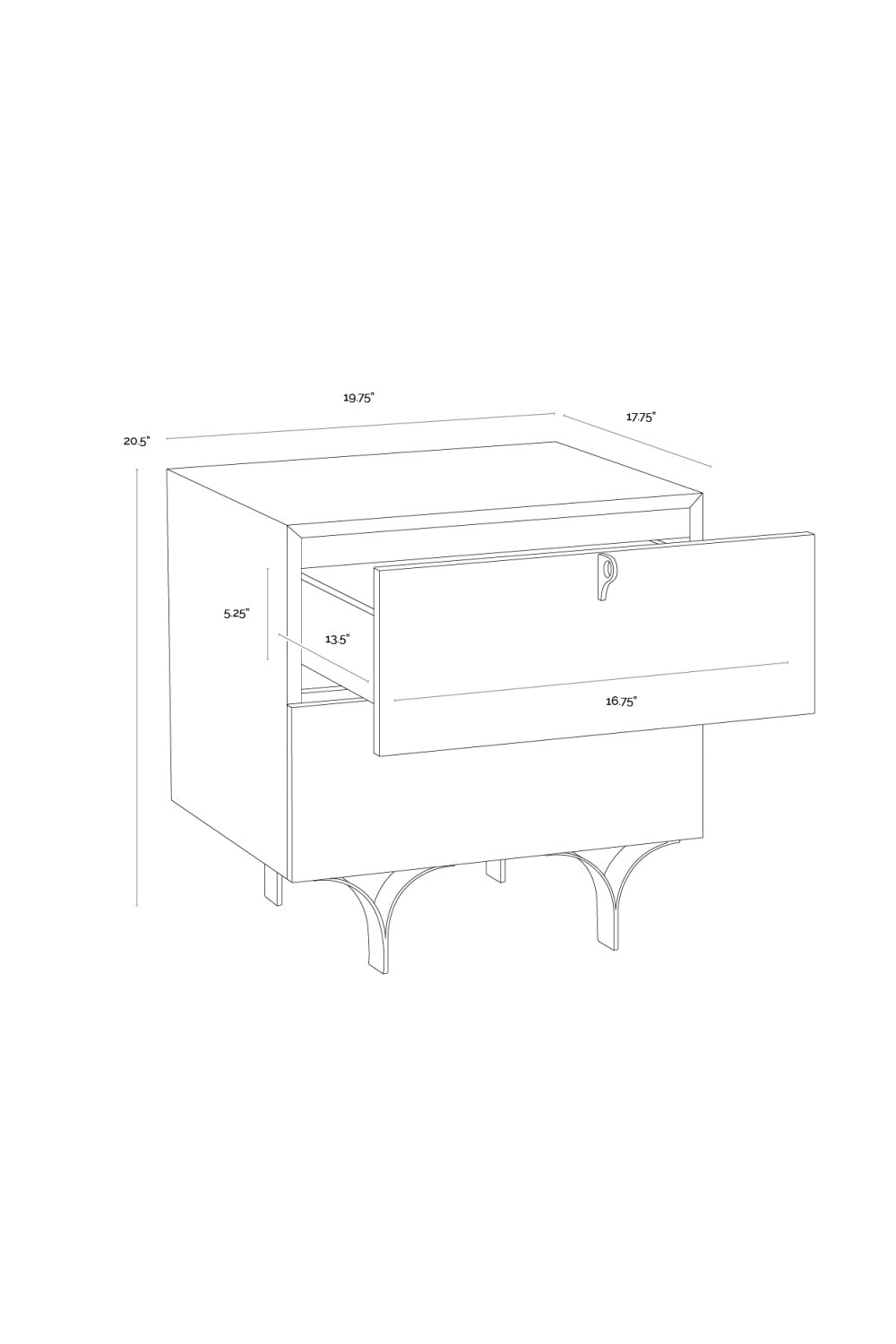 Cream Wood 2-Drawer Nightstand by Splendido Celine, alternate view 14