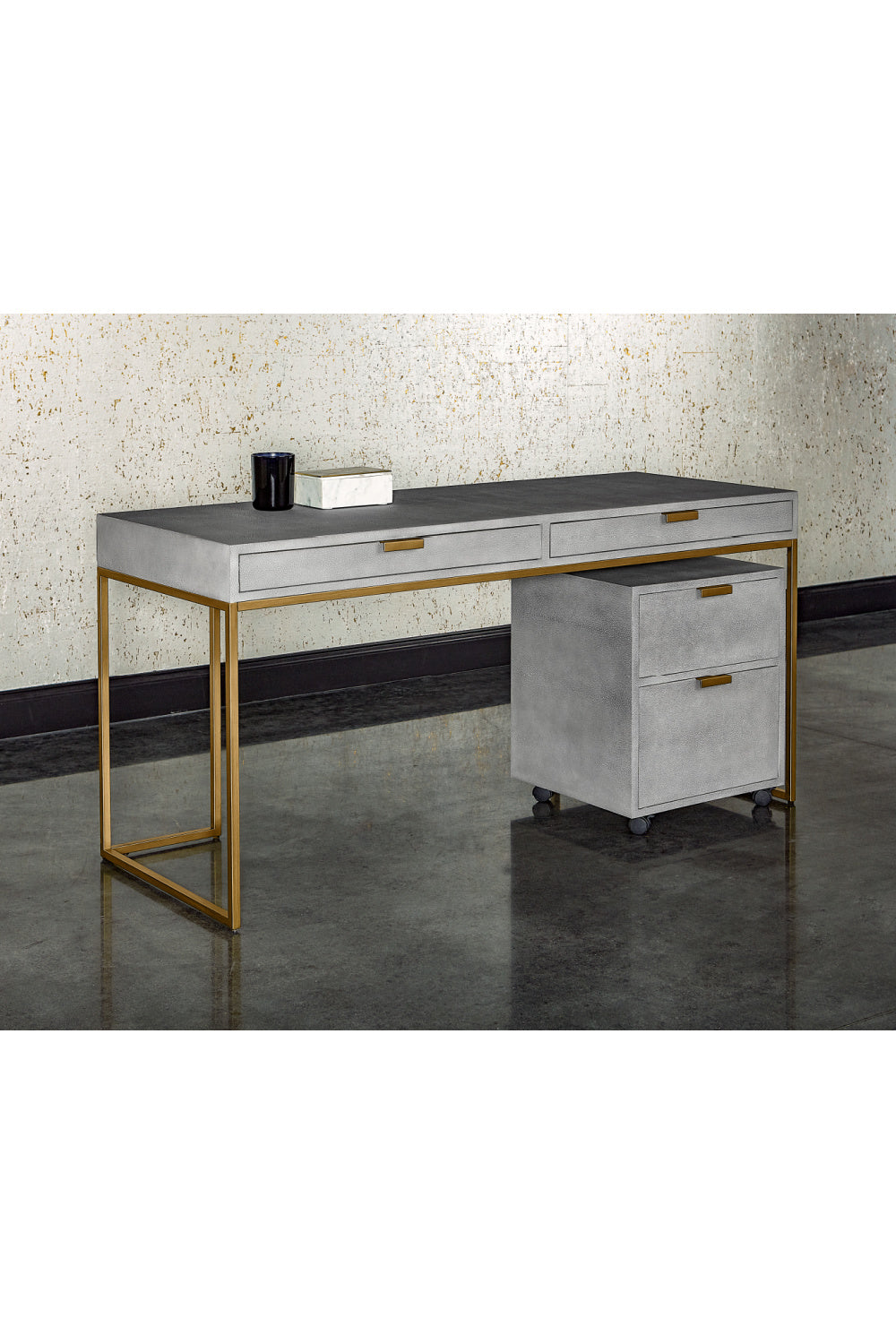 Gray Shagreen 2-Drawer Desk by Splendido Jiro, alternate view 10
