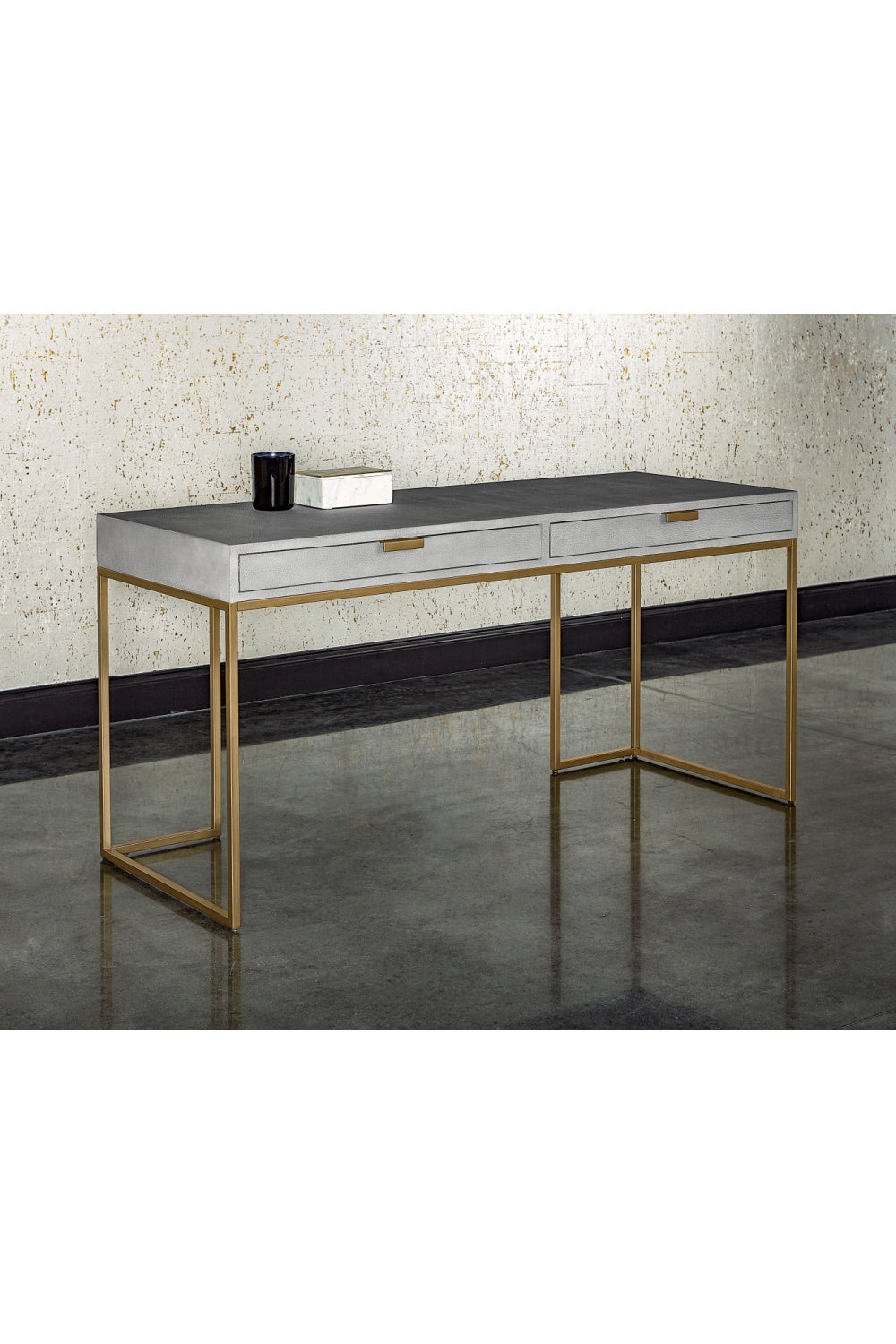 Gray Shagreen 2-Drawer Desk by Splendido Jiro, alternate view 11
