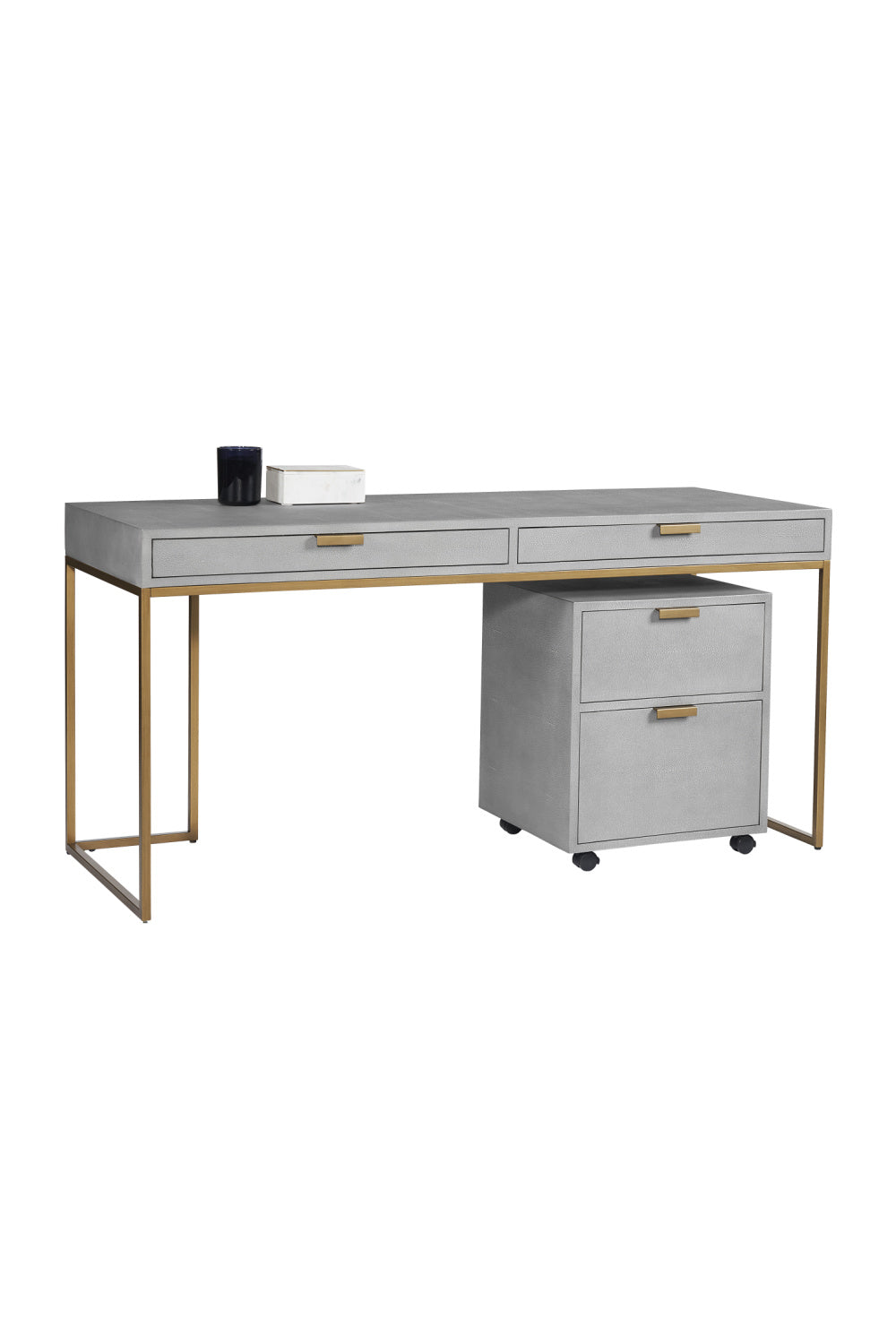 Gray Shagreen 2-Drawer Desk by Splendido Jiro, alternate view 6