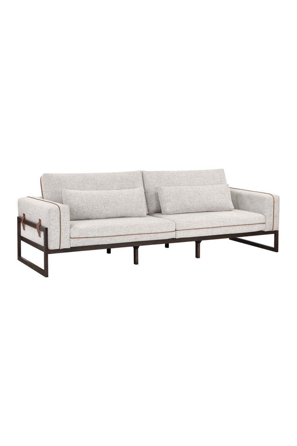 Brown Leather Piped Sofa by Splendido Belinda