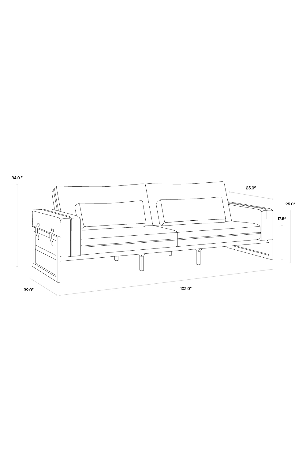 Brown Leather Piped Sofa by Splendido Belinda, alternate view 6