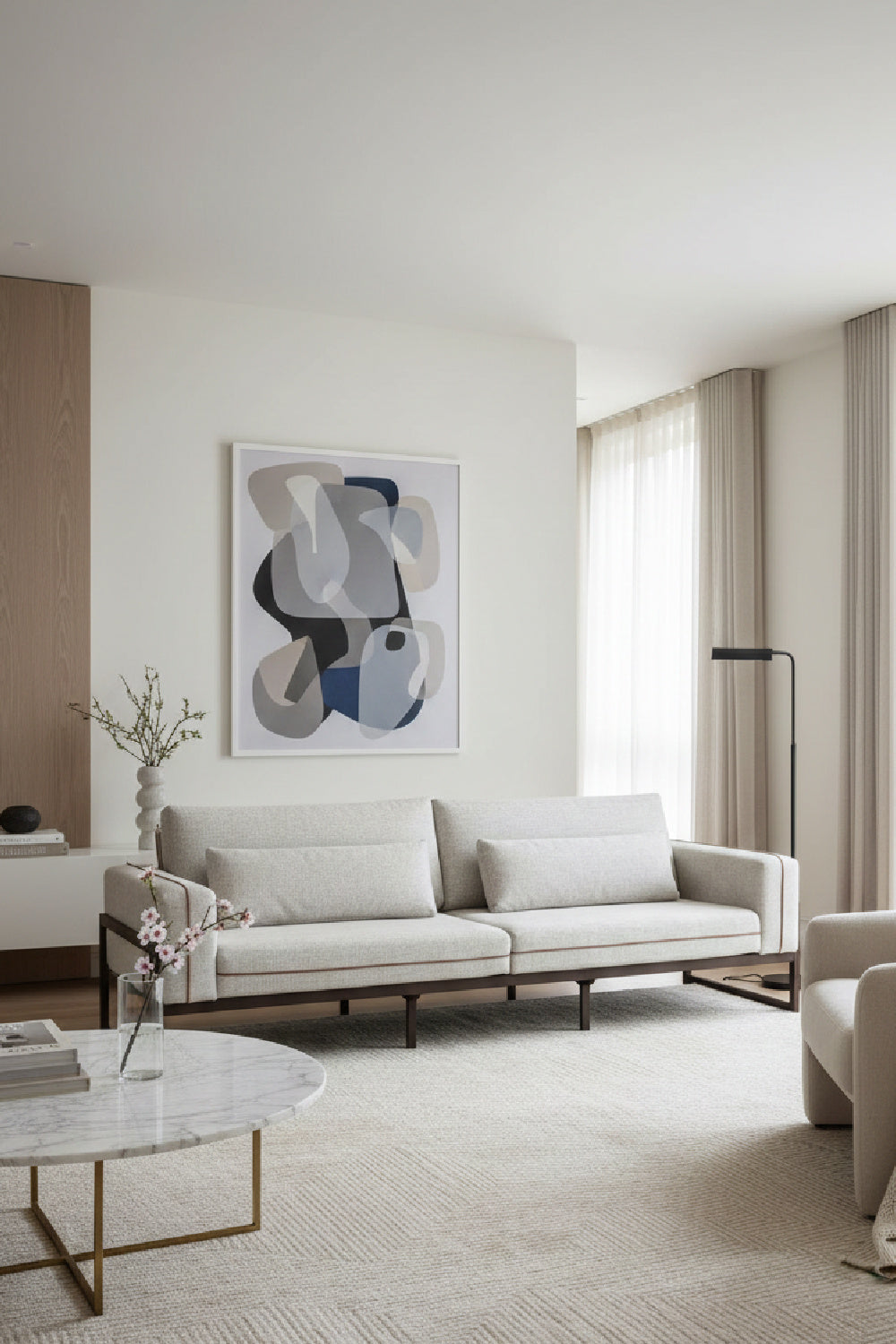 Brown Leather Piped Sofa by Splendido Belinda, alternate view 2