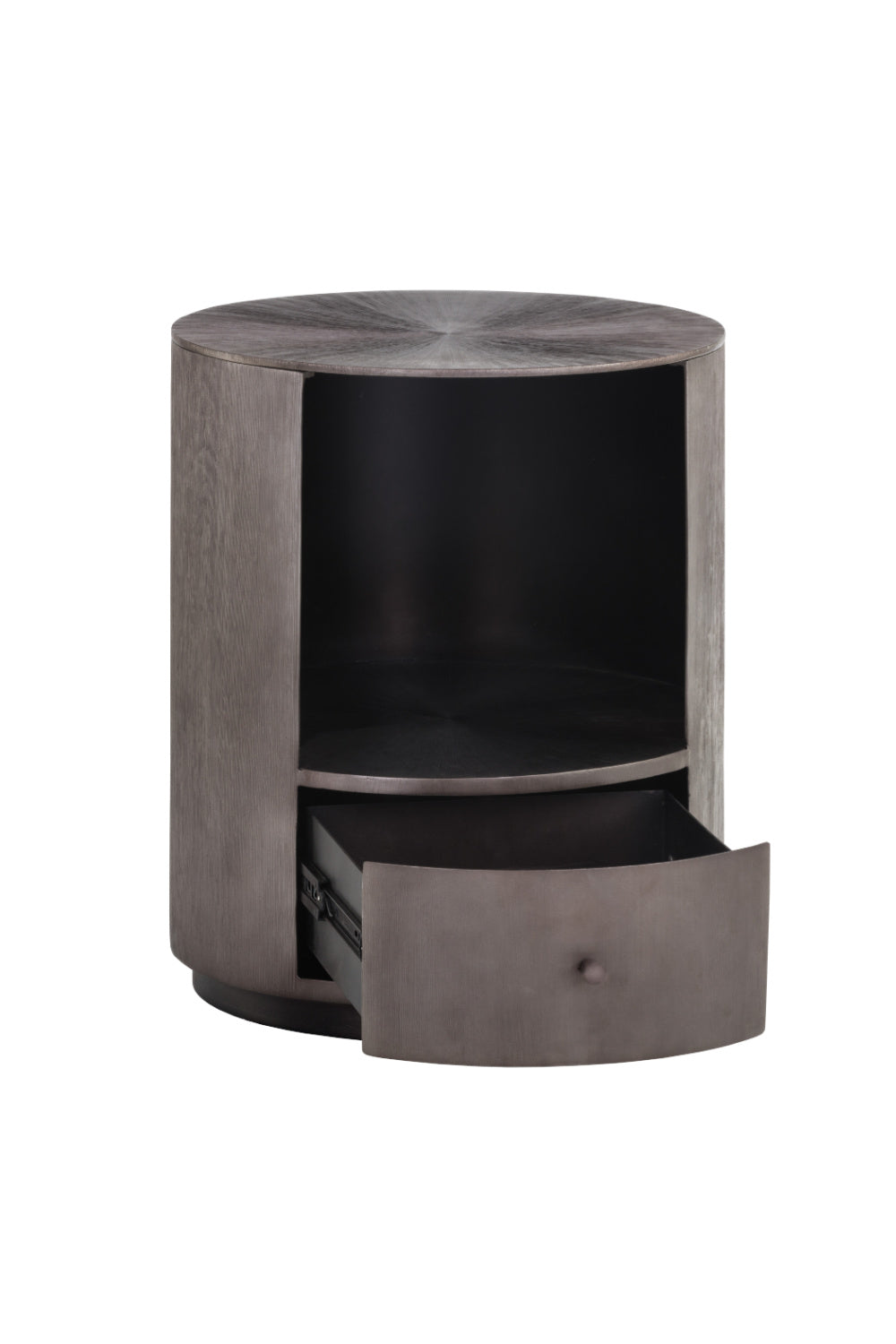 Round Gunmetal 1-Drawer Nightstand by Splendido Siena, alternate view 4