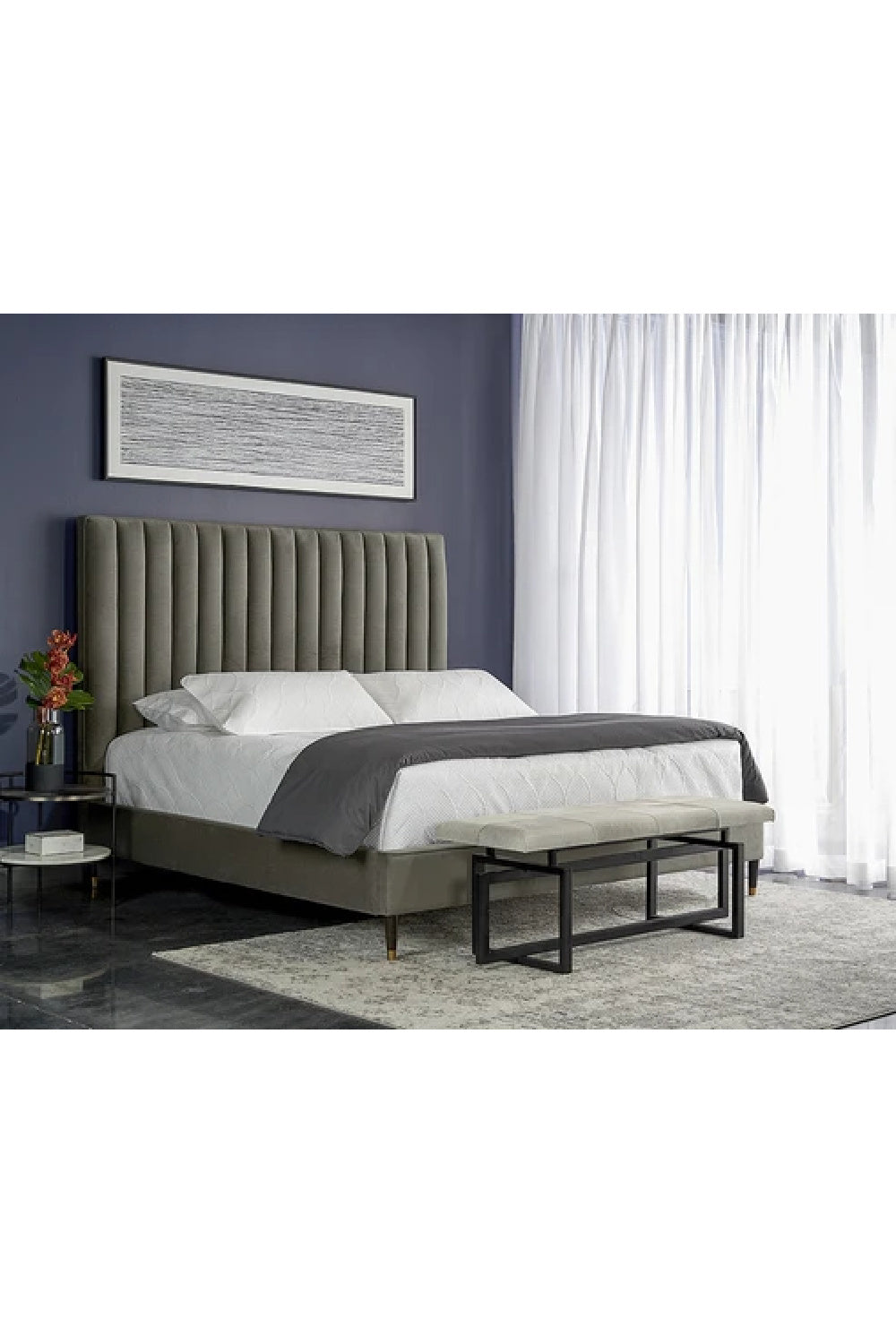 Round Gunmetal & Marble Nightstand by Splendido Brighton, alternate view 6