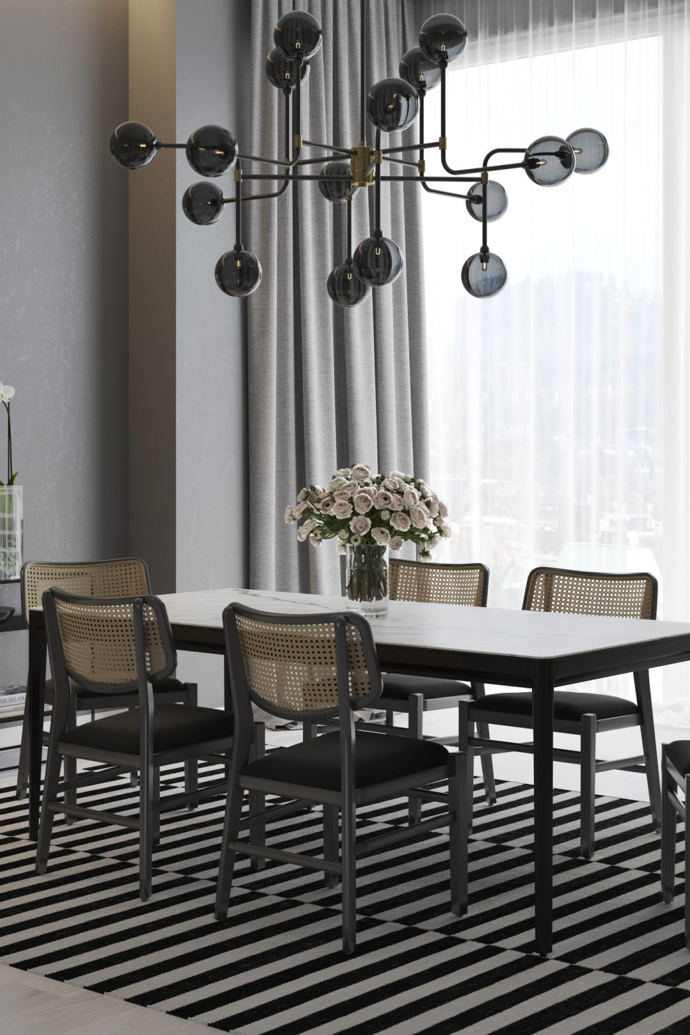 Gray Glass Spheres Chandelier L by Splendido Deimos, alternate view 2