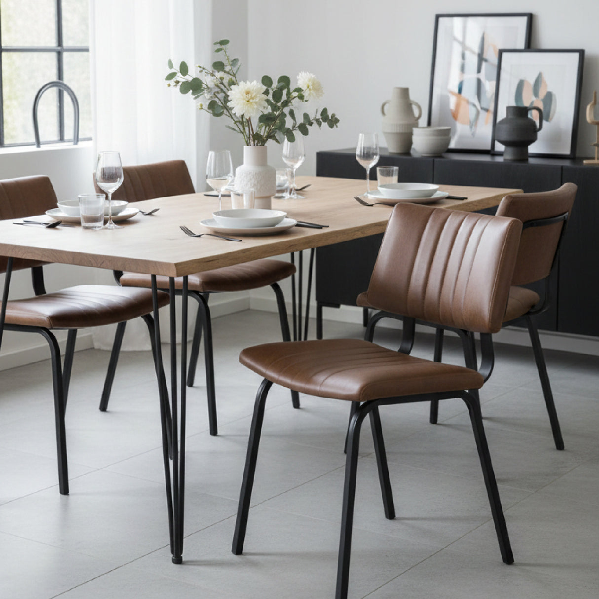 Leather Look Industrial Dining Chairs (2) by Splendido Berkley, alternate view 2