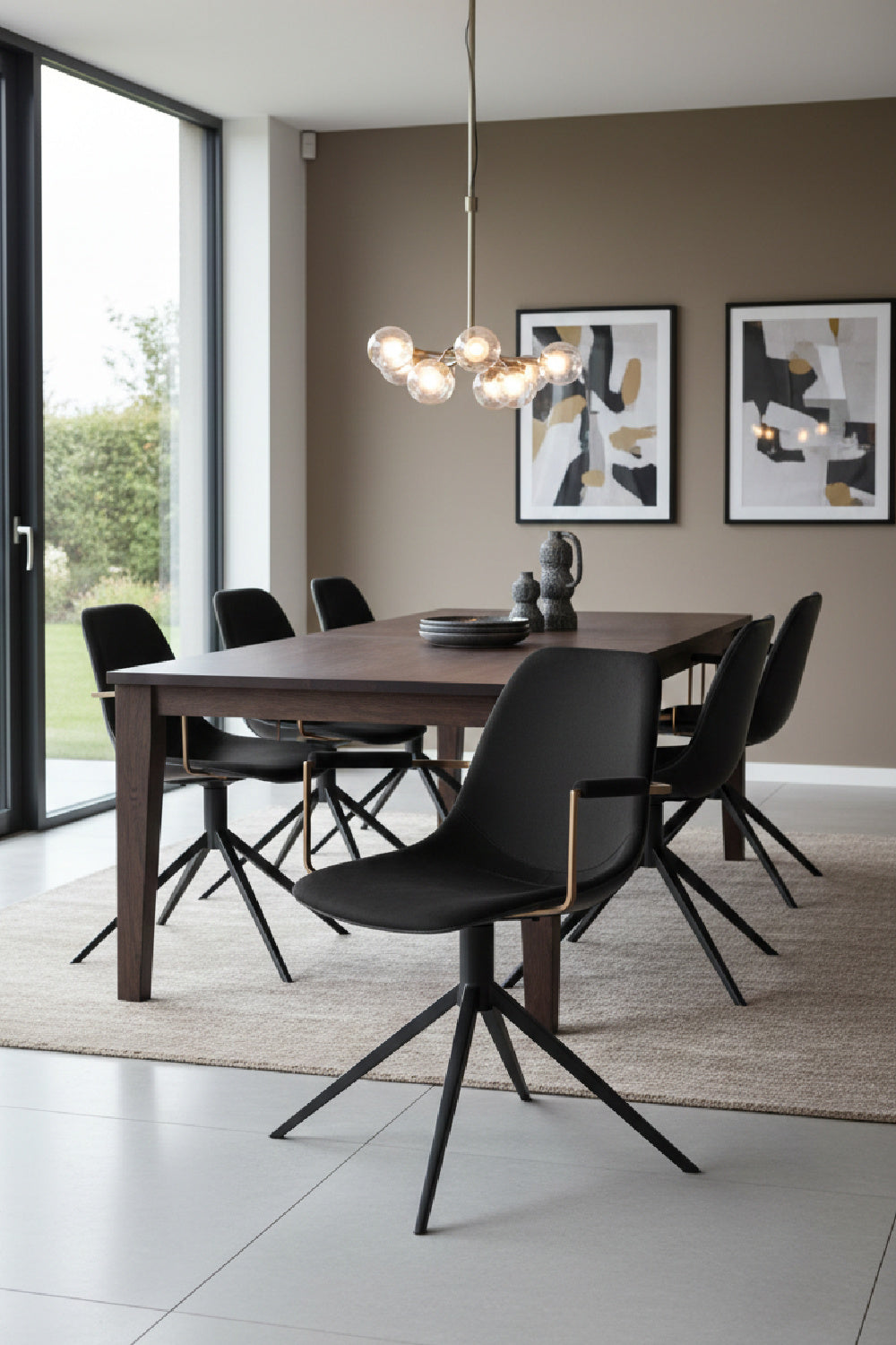 Black Leather Swivel Dining Chair by Splendido Cassius, alternate view 2