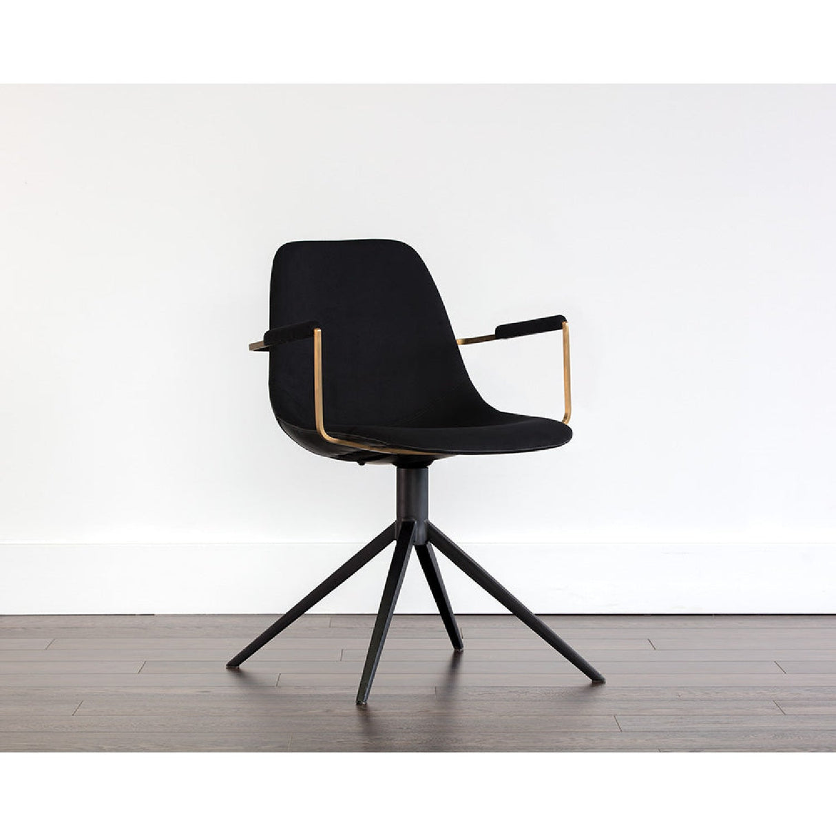 Black Leather Swivel Dining Chair by Splendido Cassius, alternate view 11