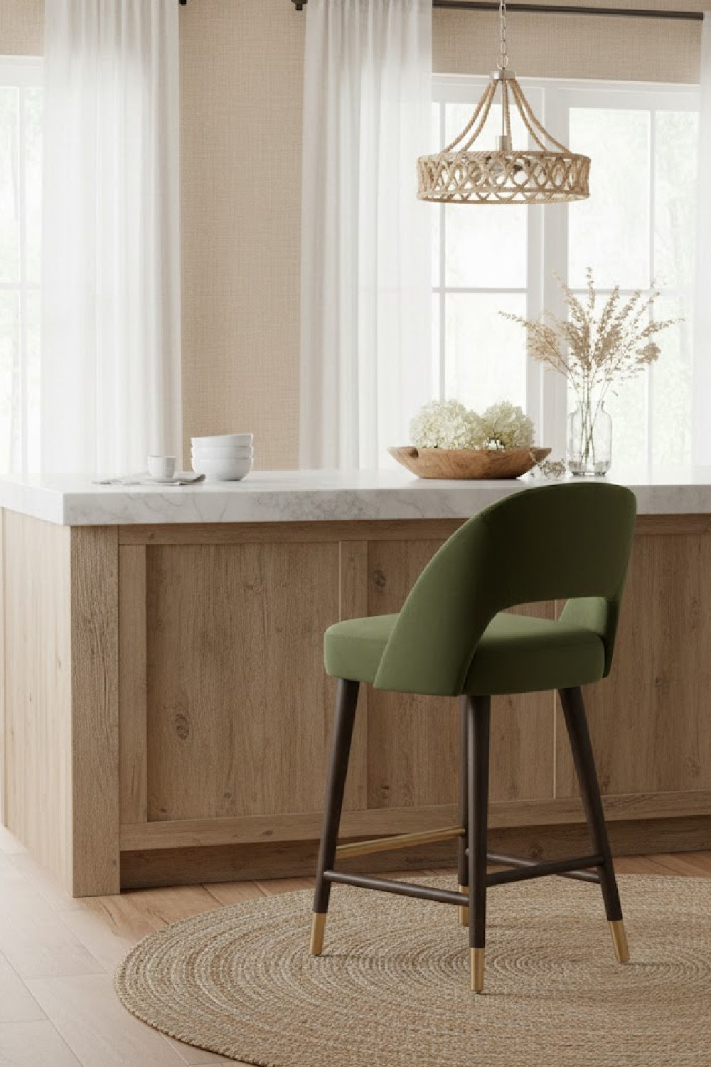 Green Cutout-Back Counter Stool by Splendido Monae, alternate view 2