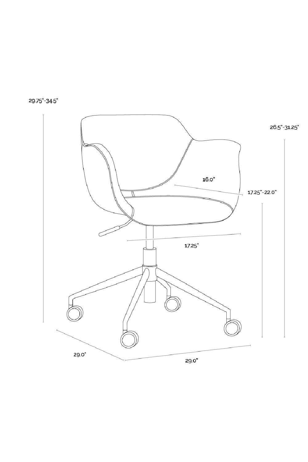 Swivel Upholstered Office Chair by Splendido Owen, alternate view 12