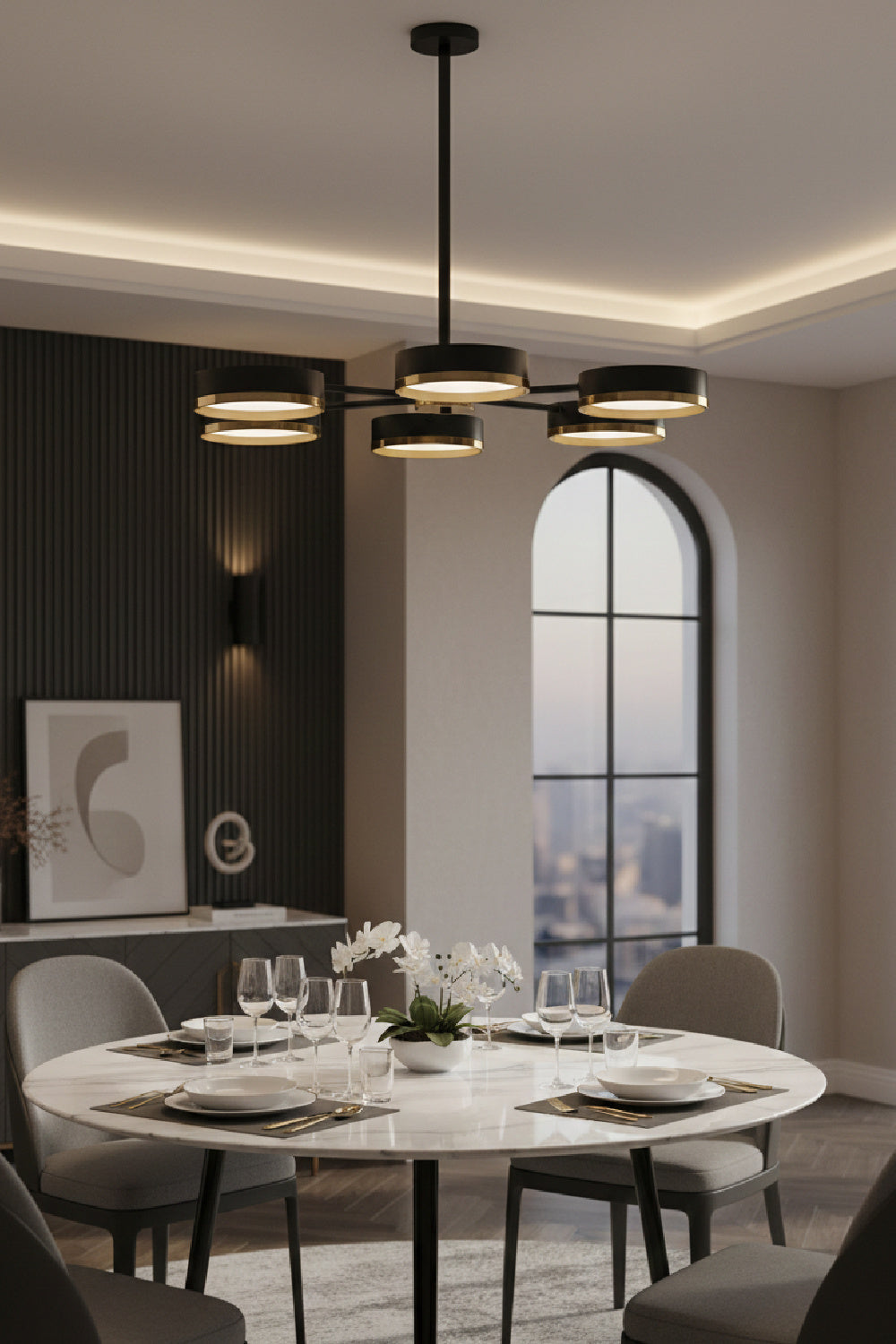 Black Round 6-Light Chandelier by Splendido Oswin, alternate view 2