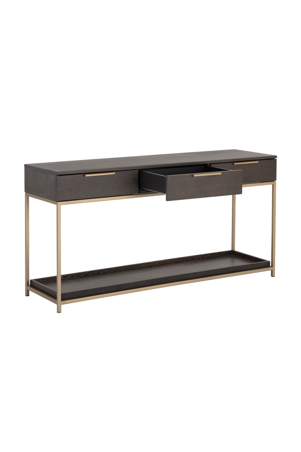 Gray Oak 3-Drawer Console Table by Splendido Rebel, alternate view 3