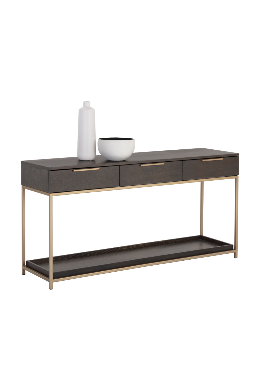 Gray Oak 3-Drawer Console Table by Splendido Rebel, alternate view 4