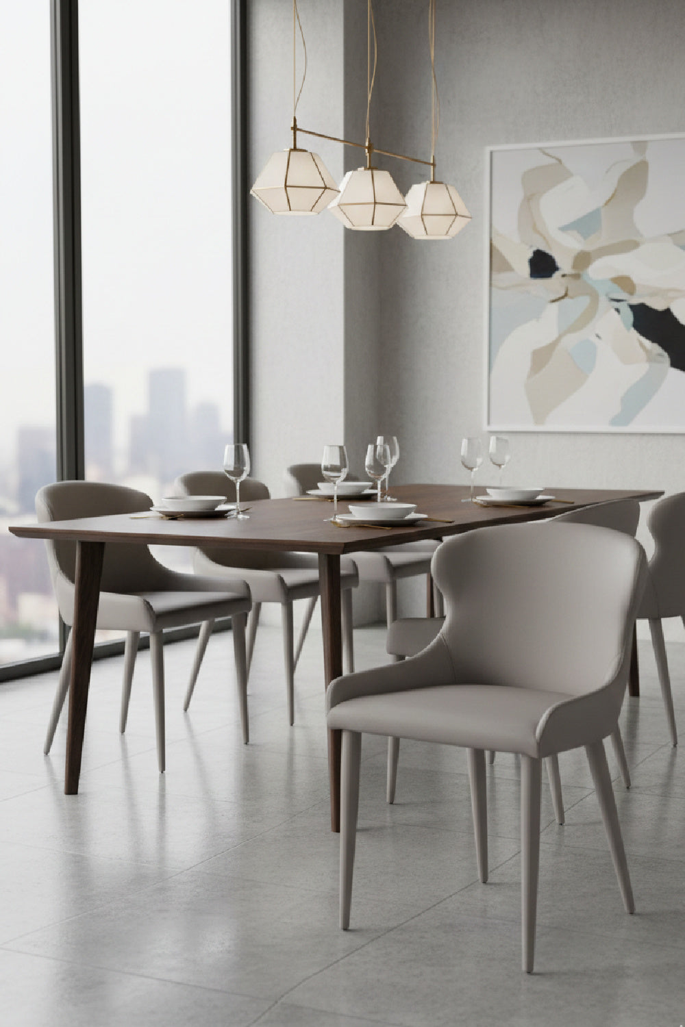 Taupe Leather Dining Chairs (2) by Splendido Evora, alternate view 2