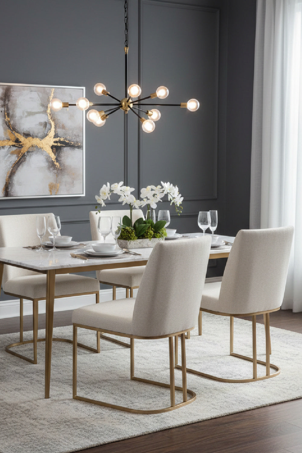 Cream Cantilevered Dining Chairs (2) by Splendido Rayla, alternate view 2